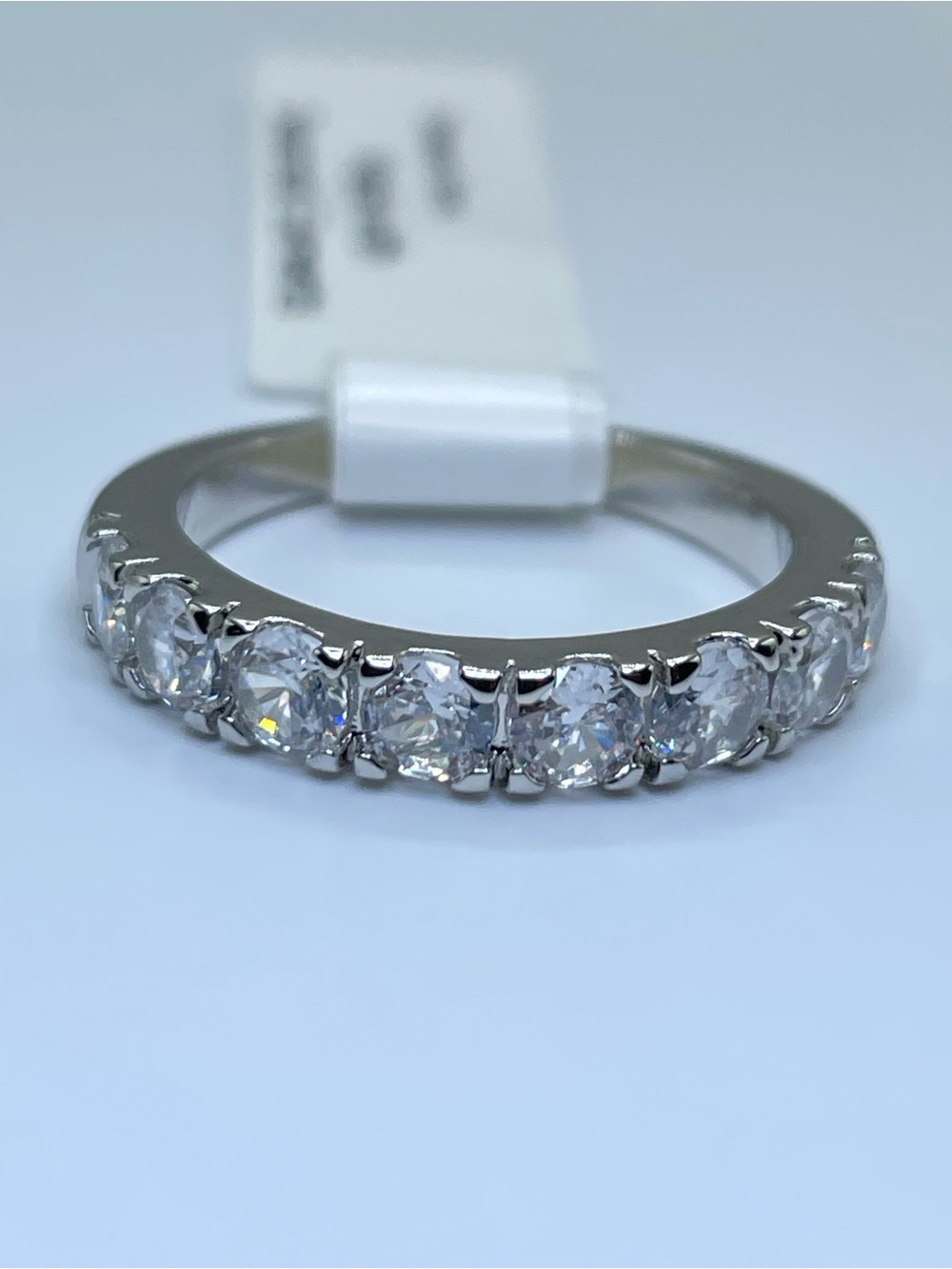 Swarovski Crystal Elements White Crystal Half Eternity Band Ring Sz 7 Bridal